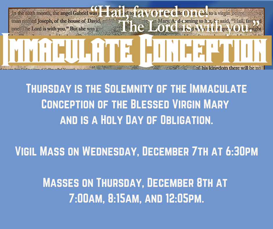 Holy Day Mass Schedule